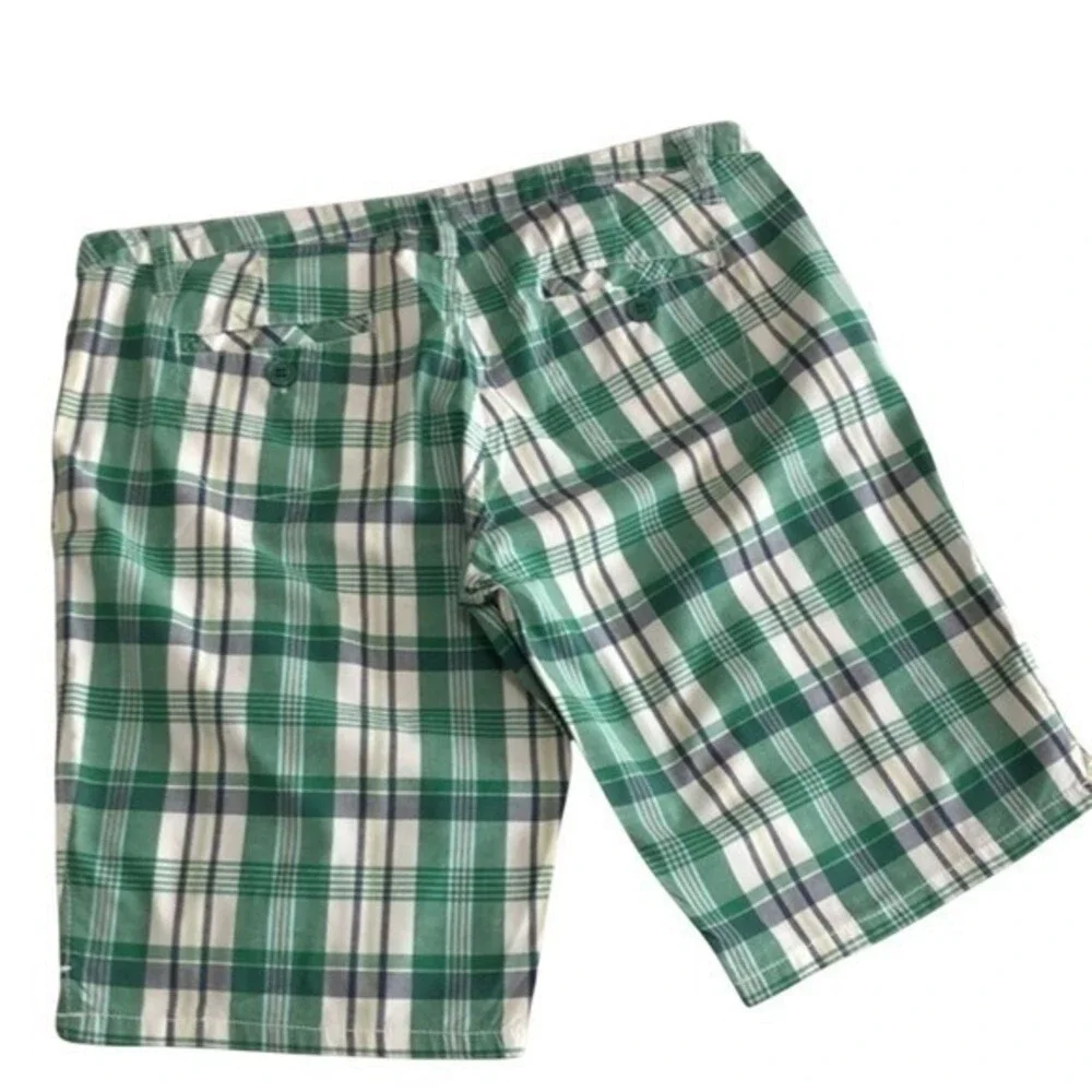 Ocean Drive Athletics‎ Plaid Casual Summer Shorts Green Women Small
